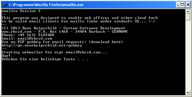 emailto Version 2, enables web offices and other cloud fuck webmailers to be valid email clients under Windows.