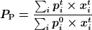 P_\textbf<P>=\frac<\sum_i p_i^t \times x_i^t><\sum_i p_i^0\times x_i^t>
